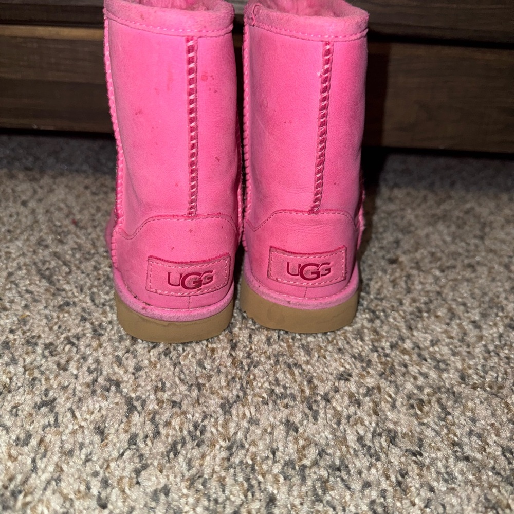 UGG Vibrant Pink Boots with Tan Soles